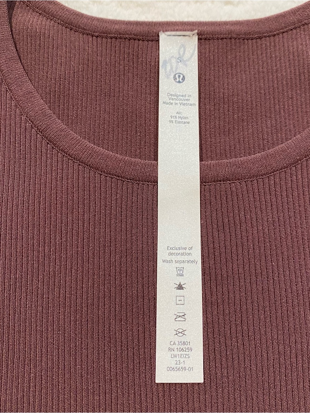 (S) Lululemon Tight-Fit Long-Sleeve Knit Bodysuit Java Brown Small Ribbed Rib - Picture 9 of 15
